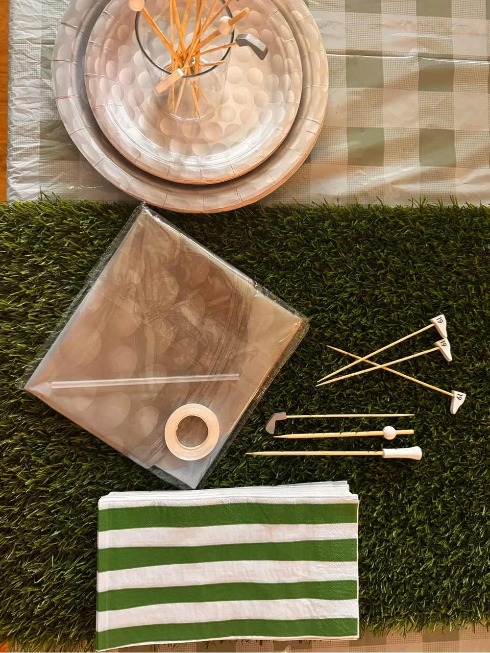 Green Stripe Home Party Supplies Tableware Set